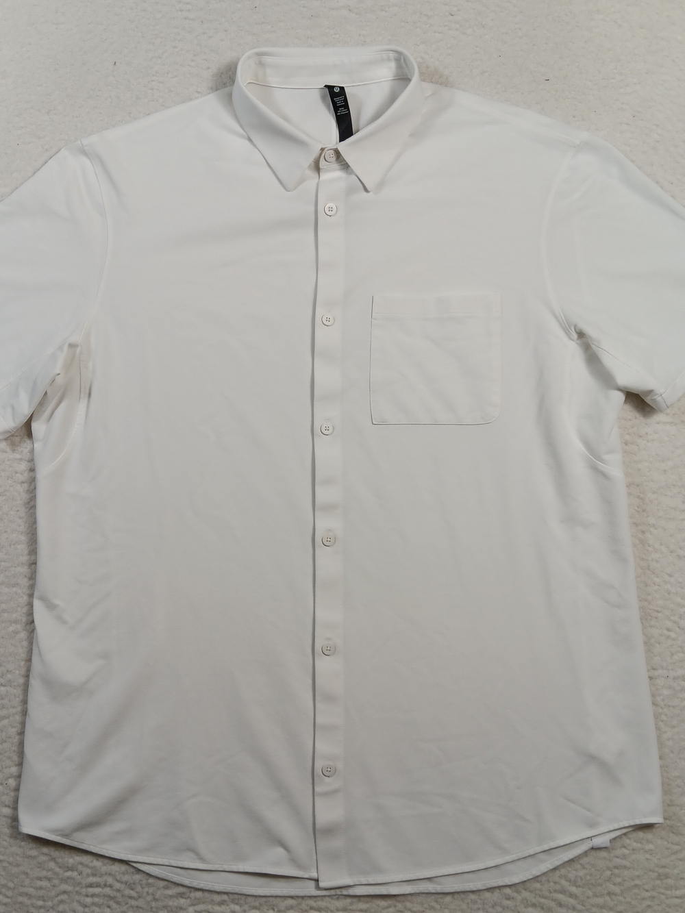 Lululemon Shirt Mens XL White Commission Short Sleeve Button Up Office